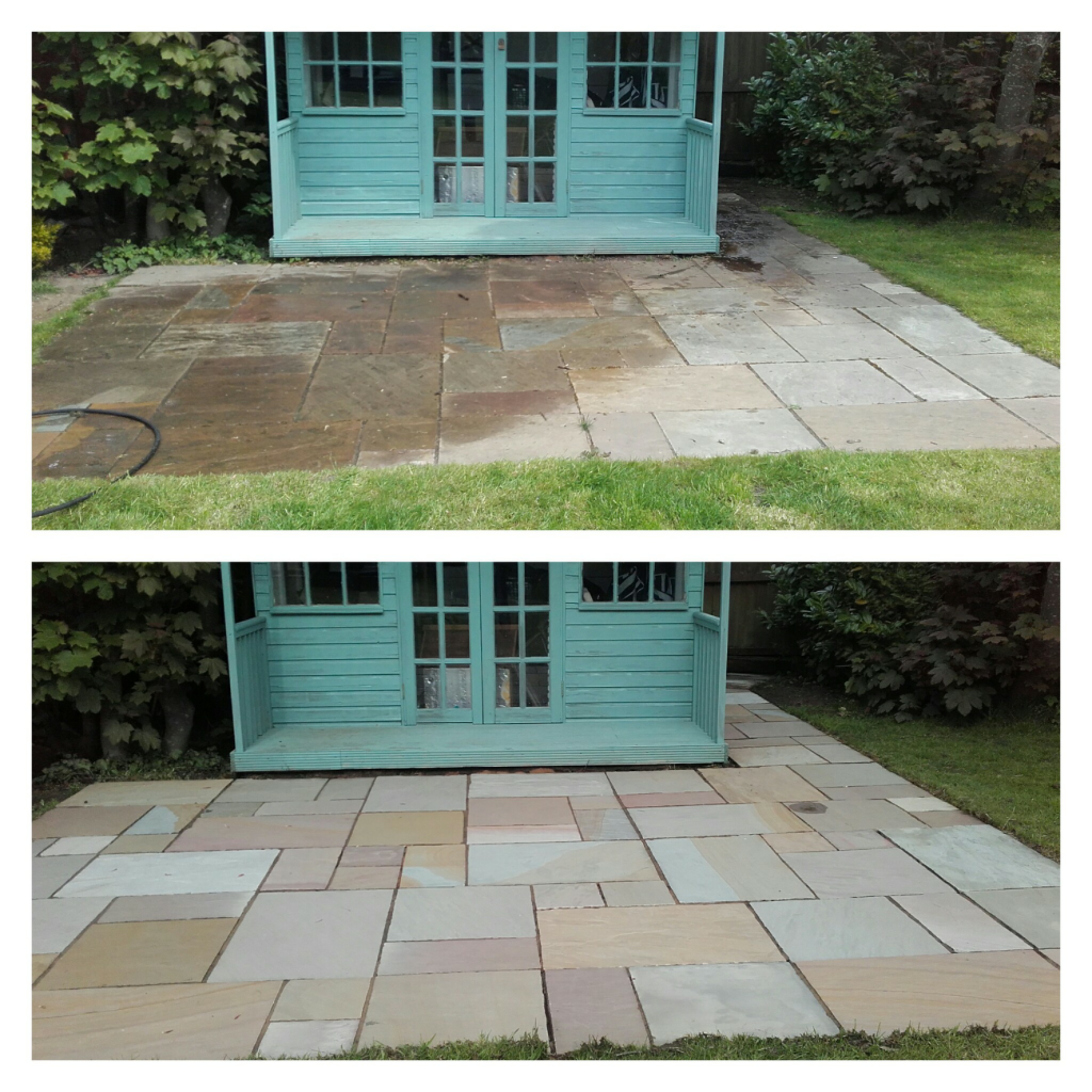 Indian Sandstone Patio Cleaning 1 ecowash